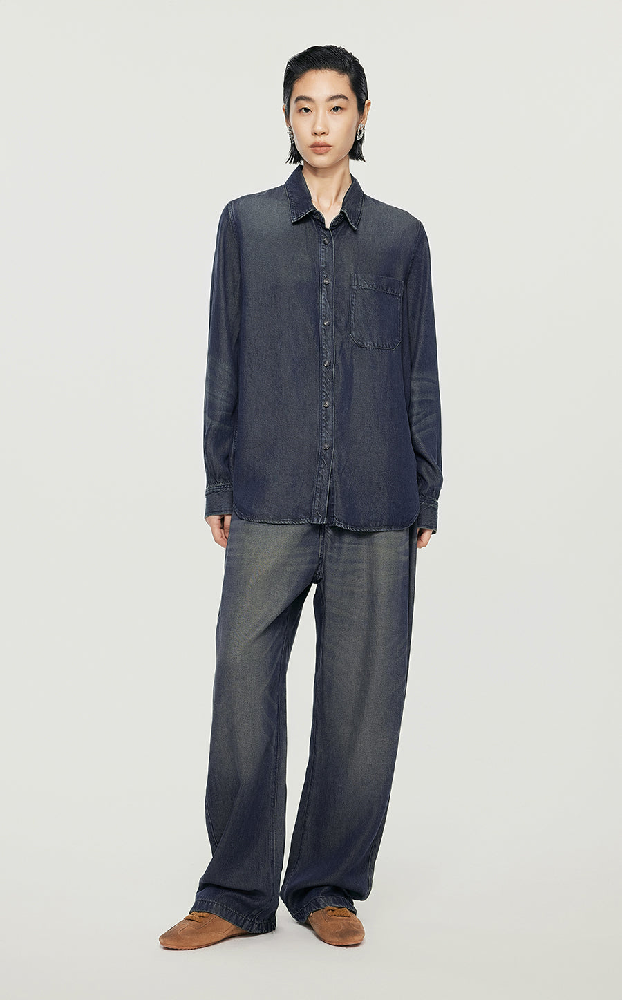 Shirt/JNBY Denim Loose Fitting Long-sleeved Shirt