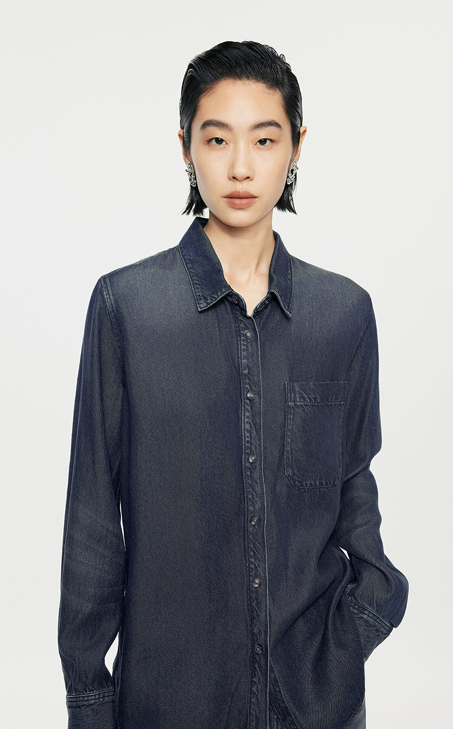 Shirt/JNBY Denim Loose Fitting Long-sleeved Shirt