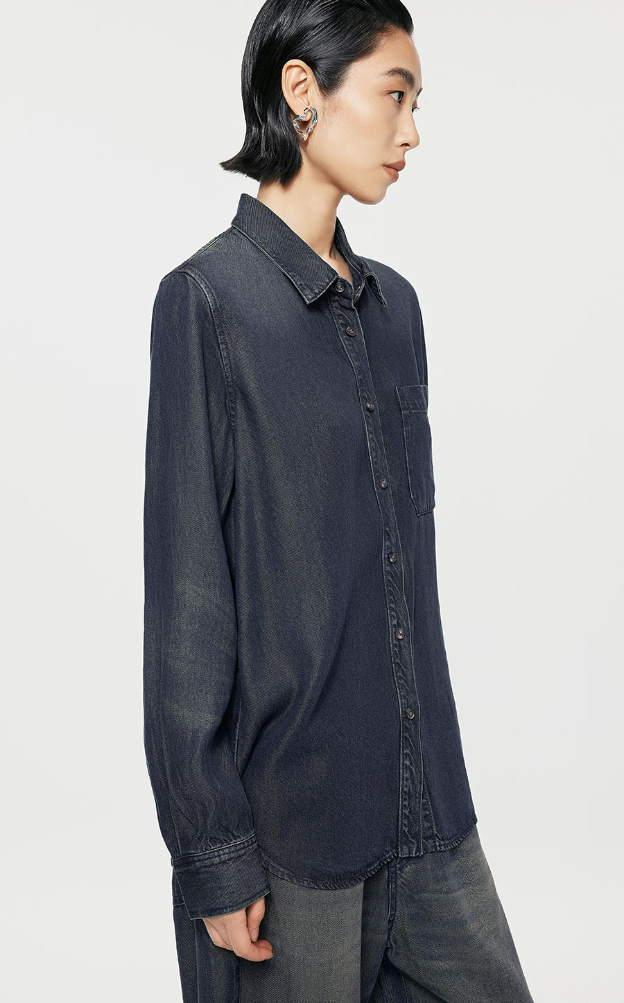 Shirt/JNBY Denim Loose Fitting Long-sleeved Shirt