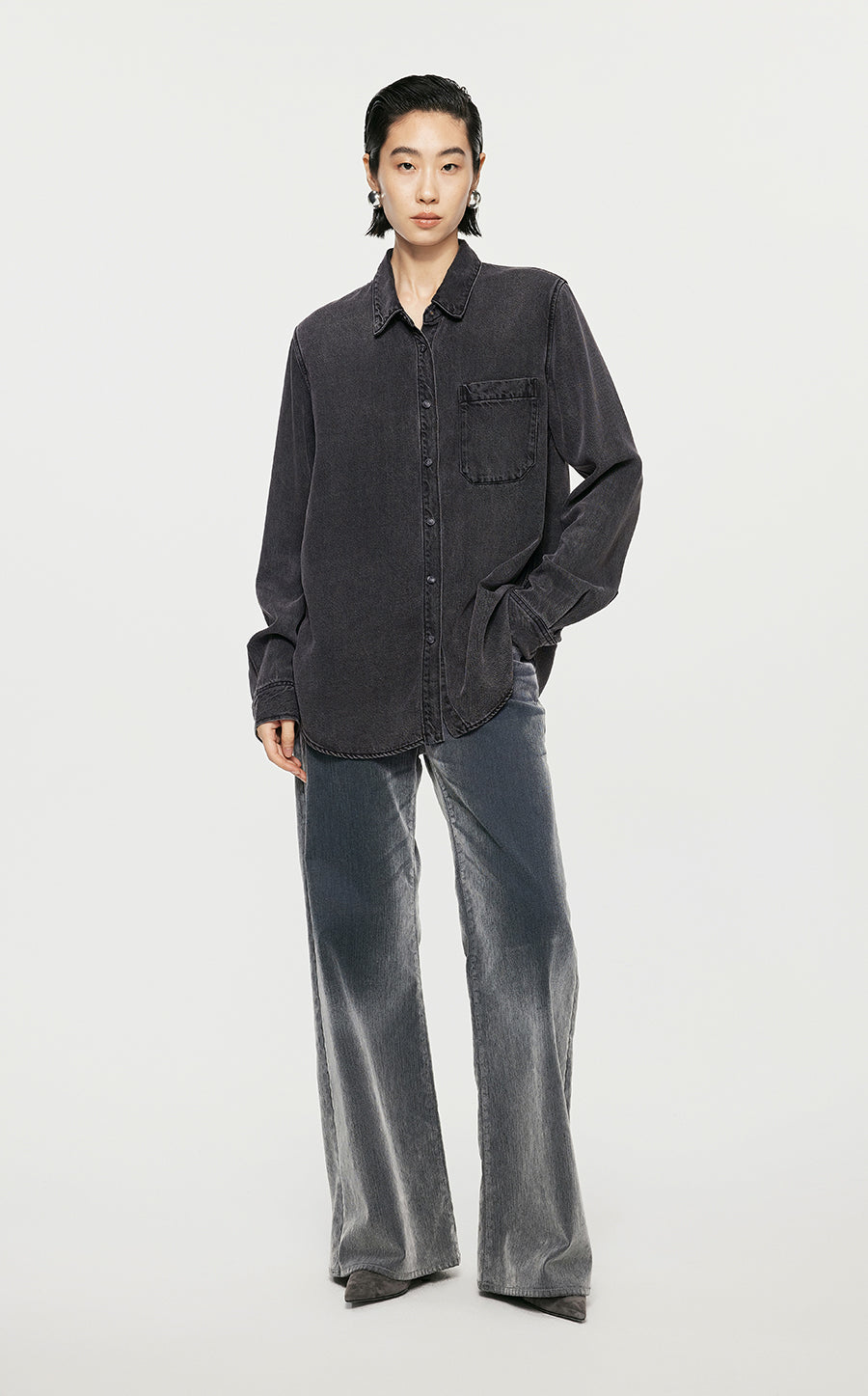 Shirt/JNBY Denim Loose Fitting Long-sleeved Shirt