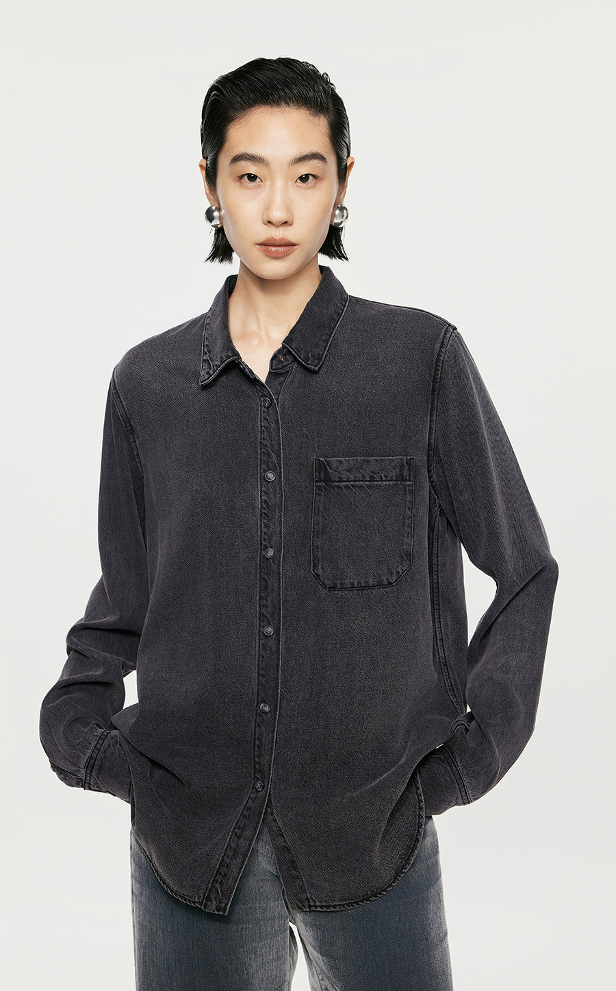 Shirt/JNBY Denim Loose Fitting Long-sleeved Shirt