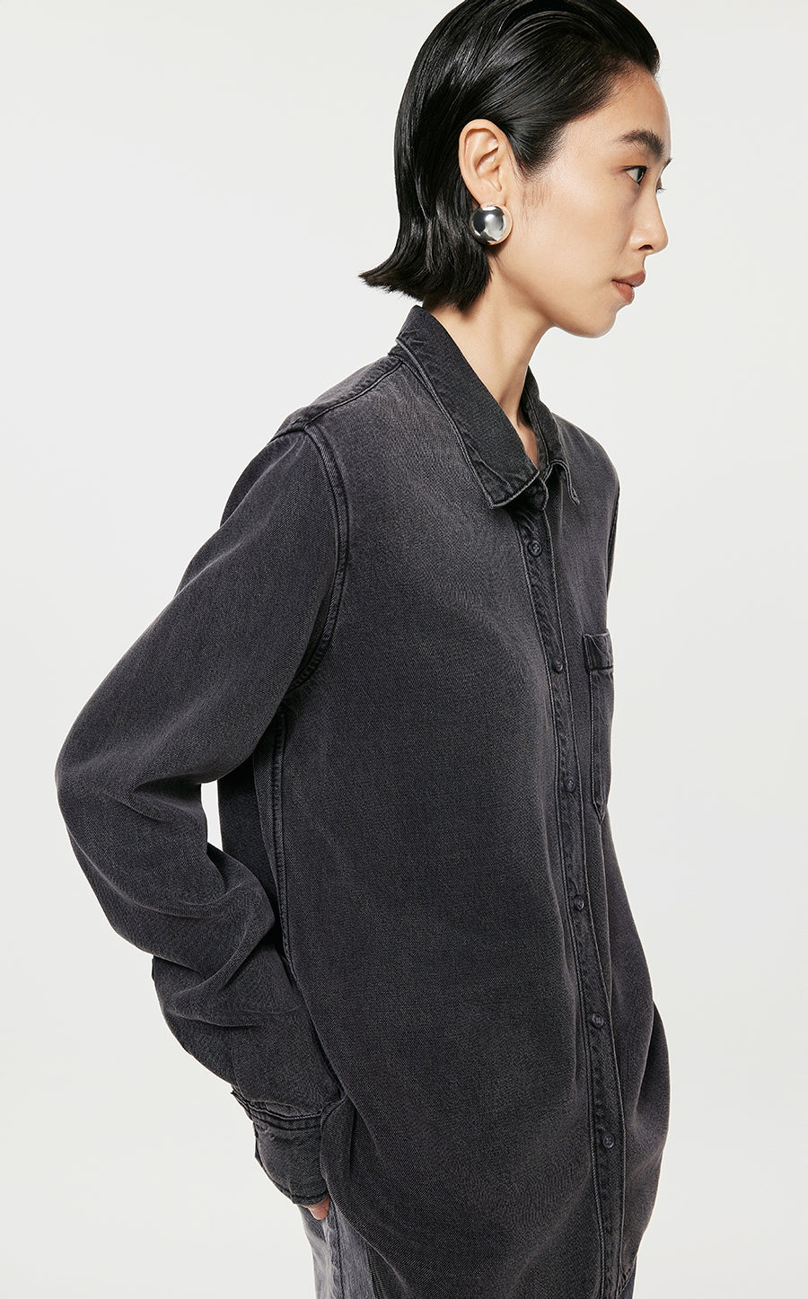 Shirt/JNBY Denim Loose Fitting Long-sleeved Shirt