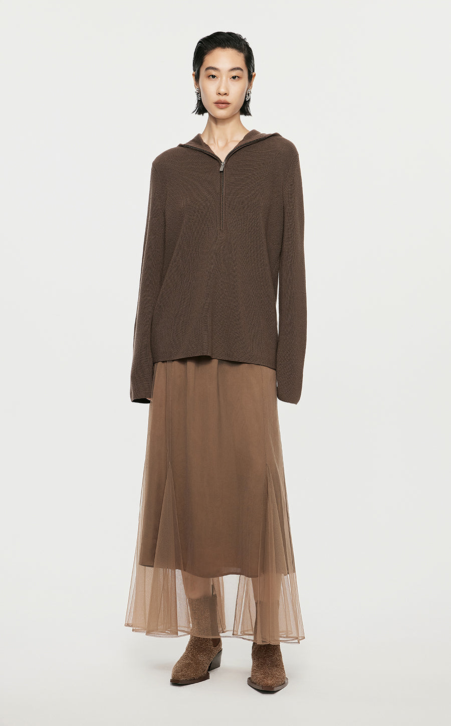 Skirt/JNBY A-line Pleated Long Skirt