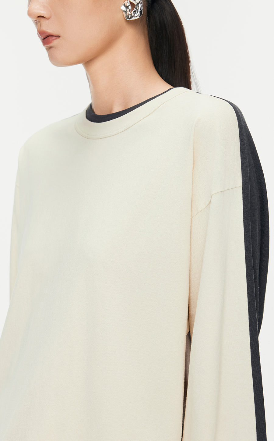 T-Shirt/JNBY Micro Elastic Oversize Long-sleeved Shirt