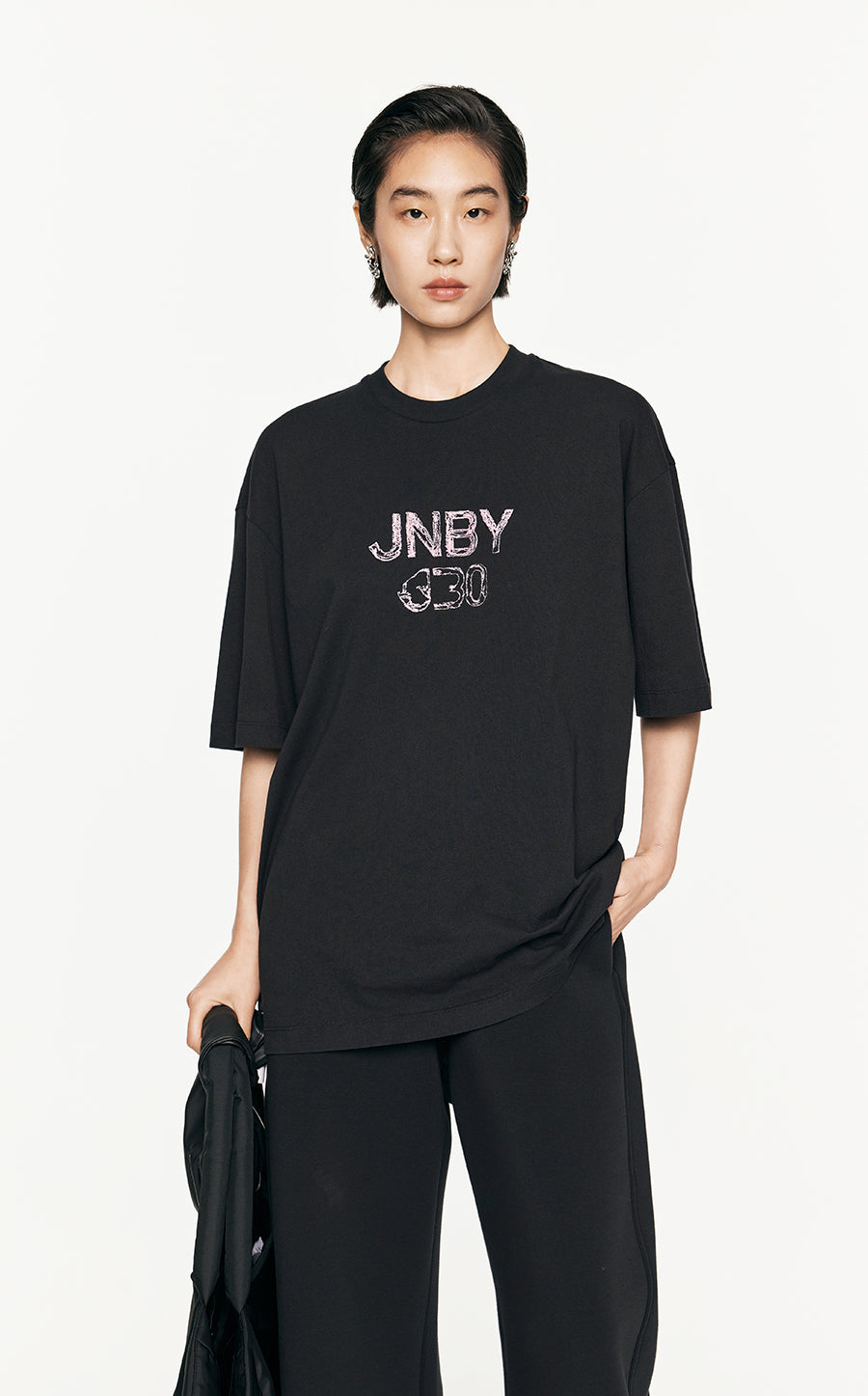 T-Shirt/JNBY Micro Elastic V-neck Short- sleeved T-shirt