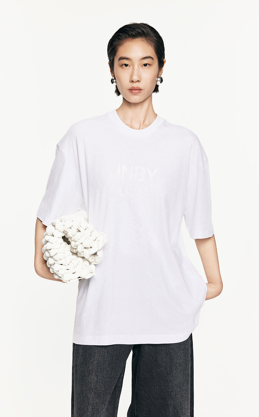 T-Shirt/JNBY Micro Elastic V-neck Short- sleeved T-shirt