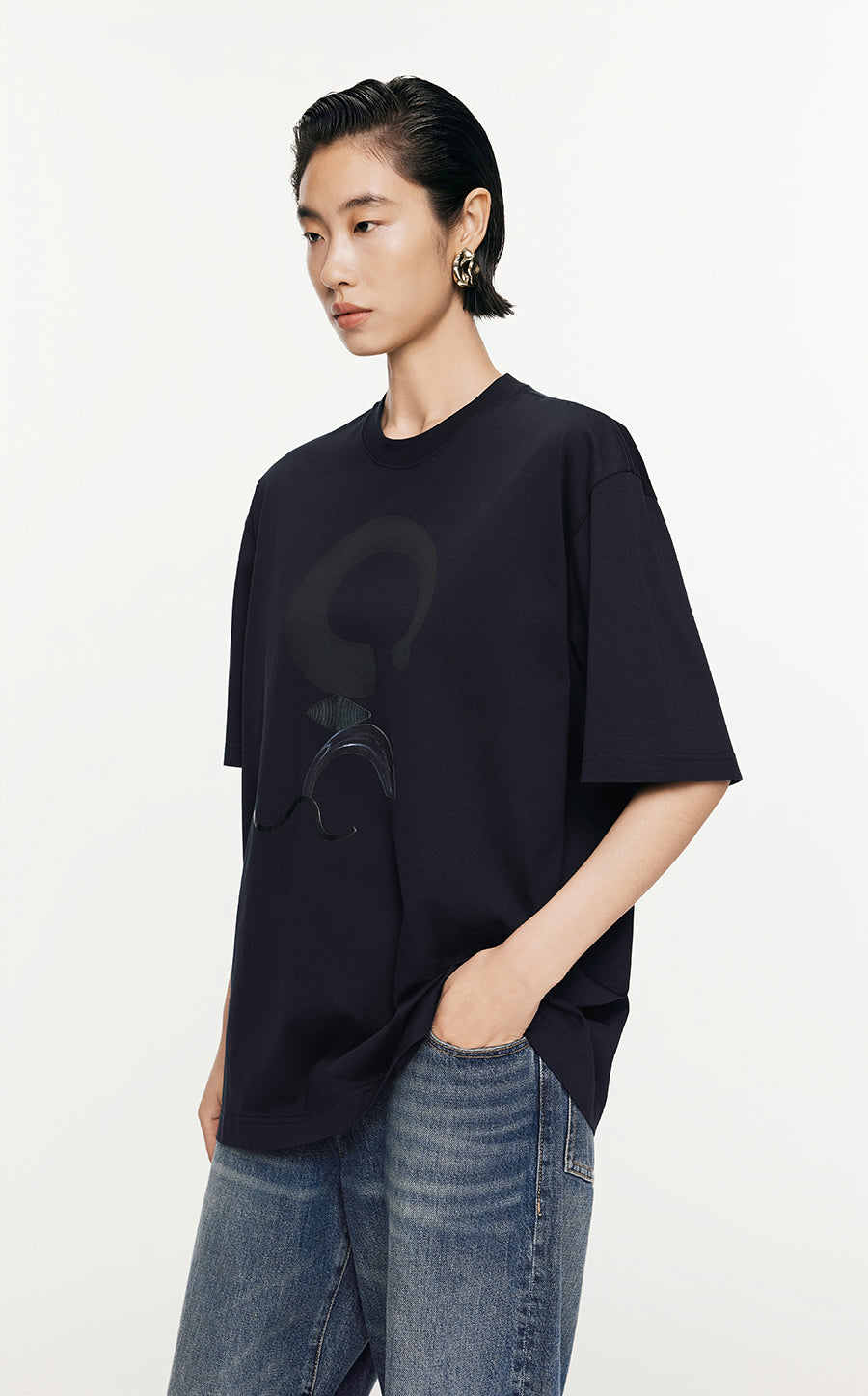 T-Shirt/JNBY Micro Elastic Loose Fitting Short-sleeved T-shirt