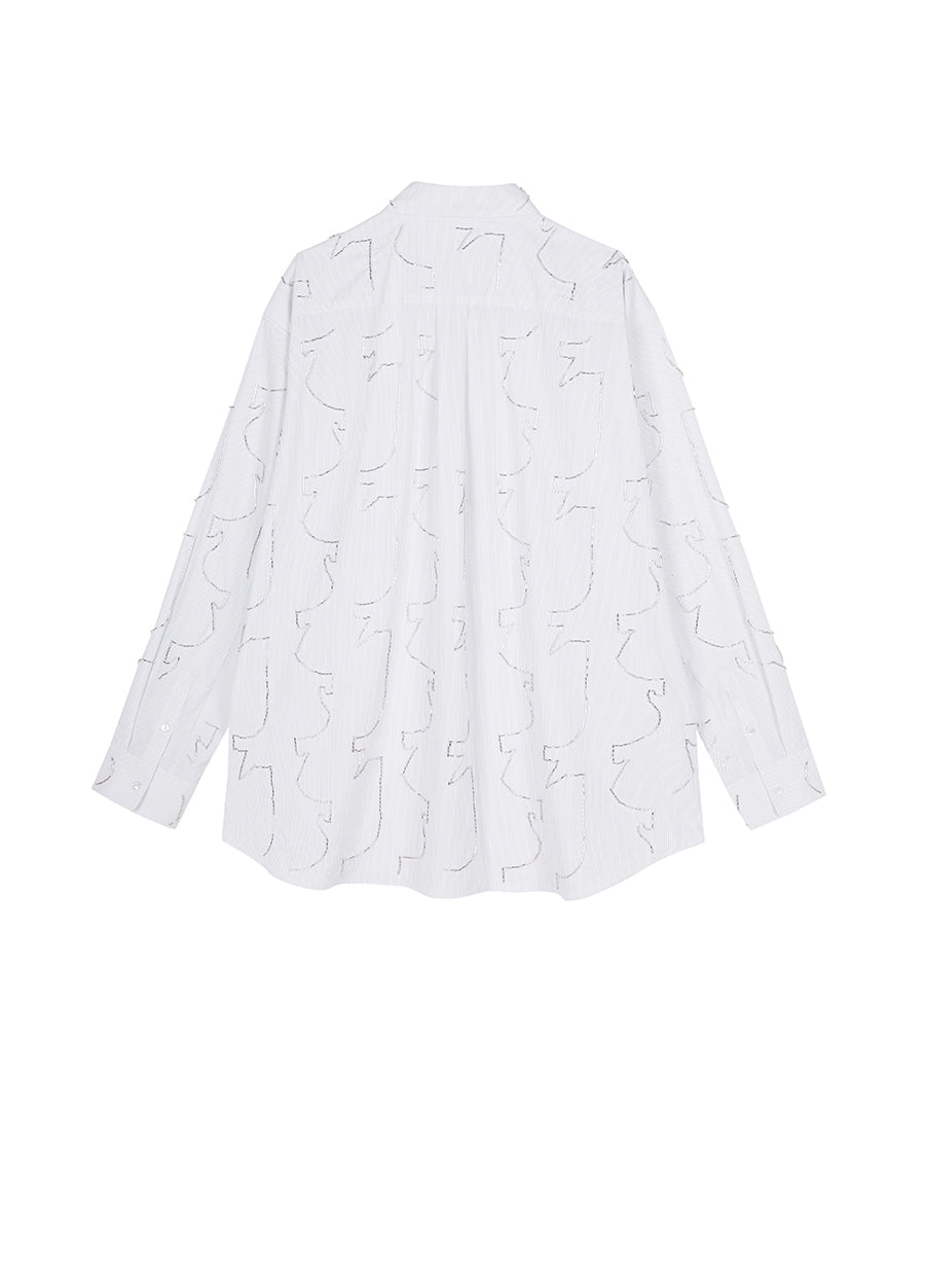 Shirt/JNBY Plain Weave Nail Bead Oversize Long-sleeved Shirt