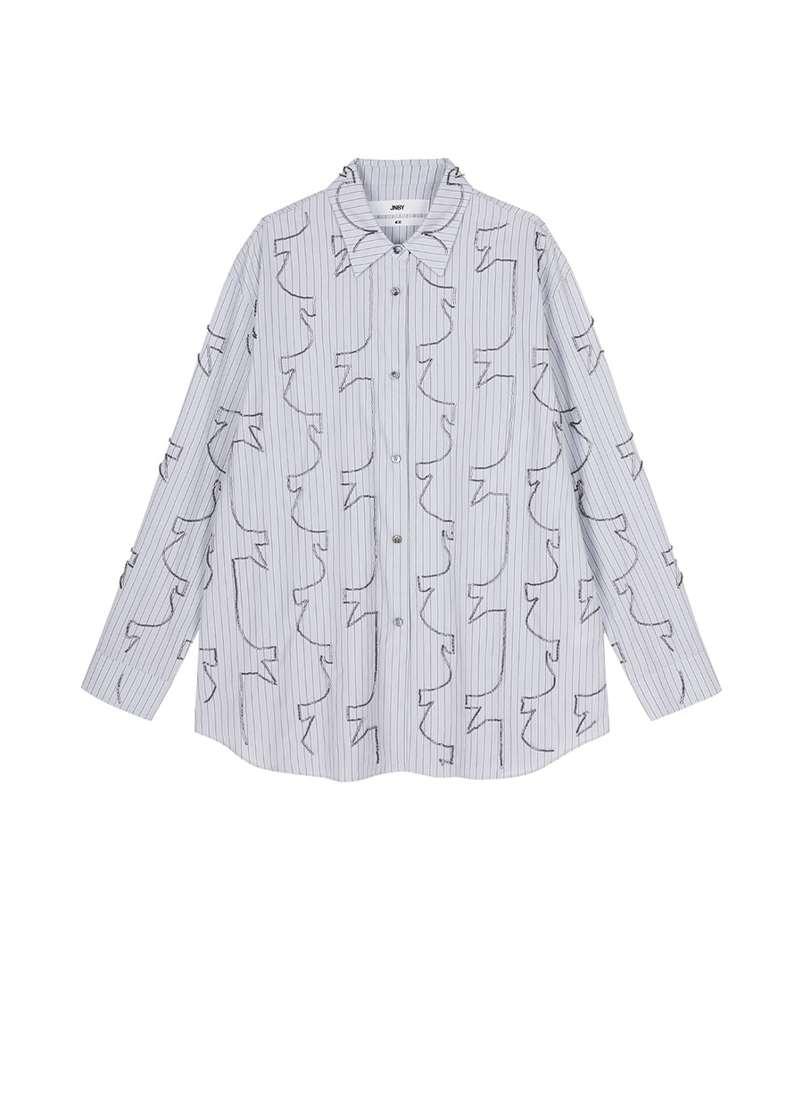 Shirt/JNBY Plain Weave Nail Bead Oversize Long-sleeved Shirt