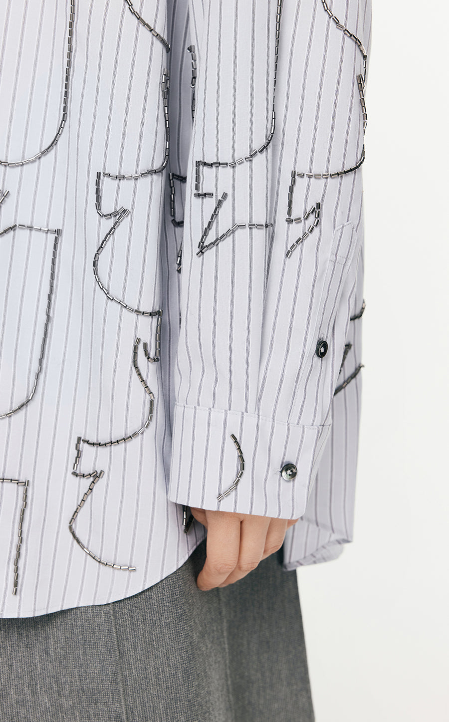 Shirt/JNBY Plain Weave Nail Bead Oversize Long-sleeved Shirt