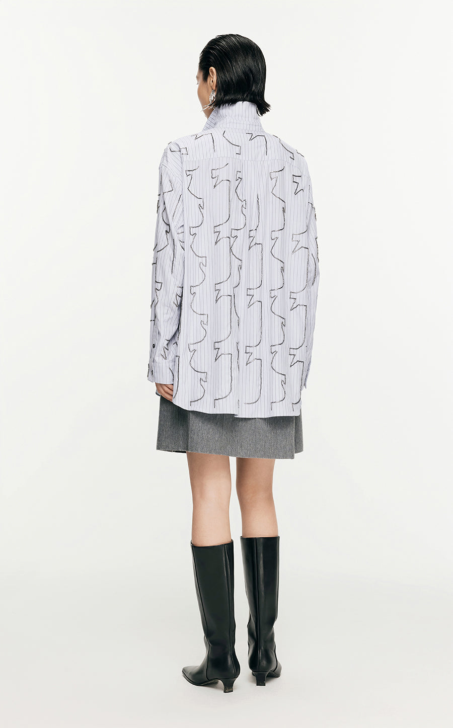 Shirt/JNBY Plain Weave Nail Bead Oversize Long-sleeved Shirt