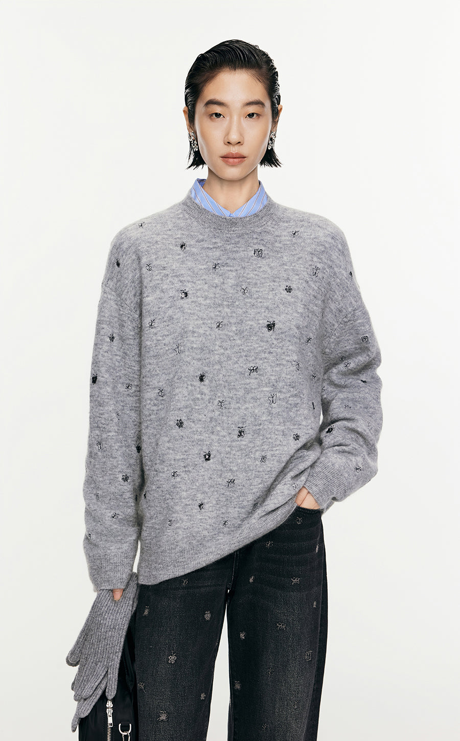 Sweater/JNBY Oversize Long-sleeved Pullover Sweater