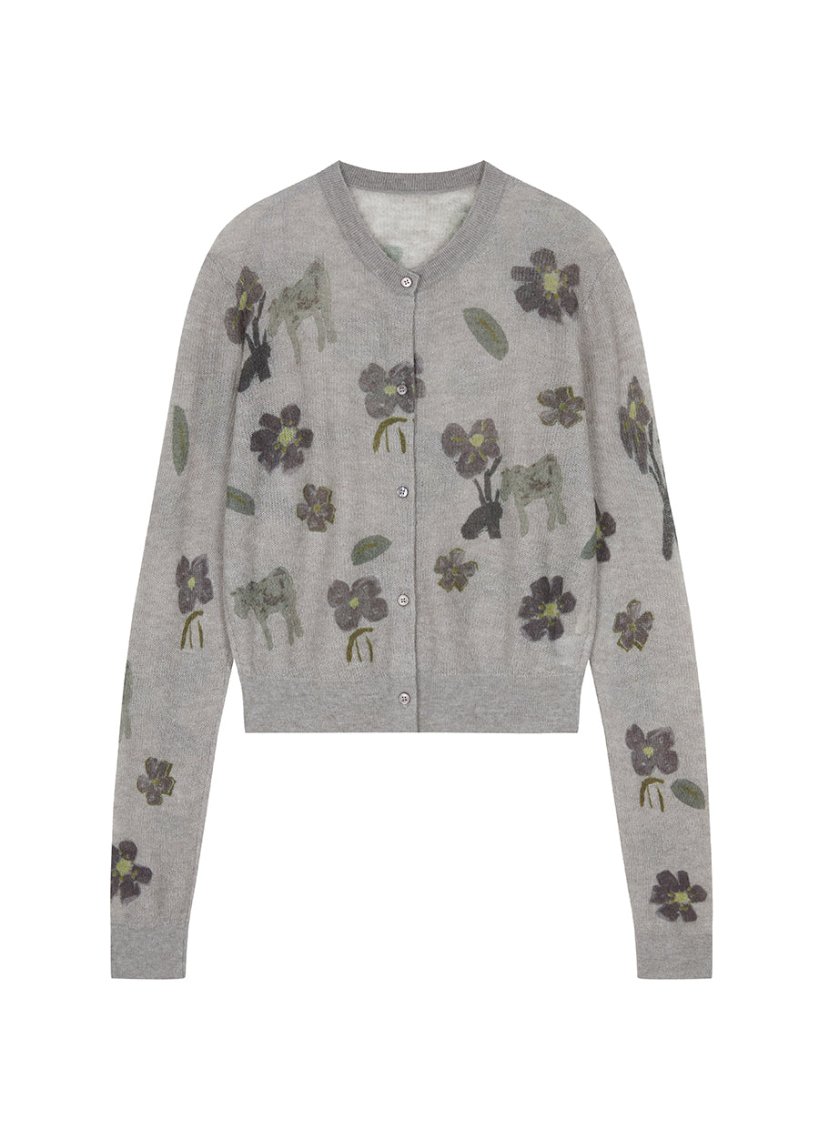 Sweater/JNBY Printed Short Cardigan Sweater