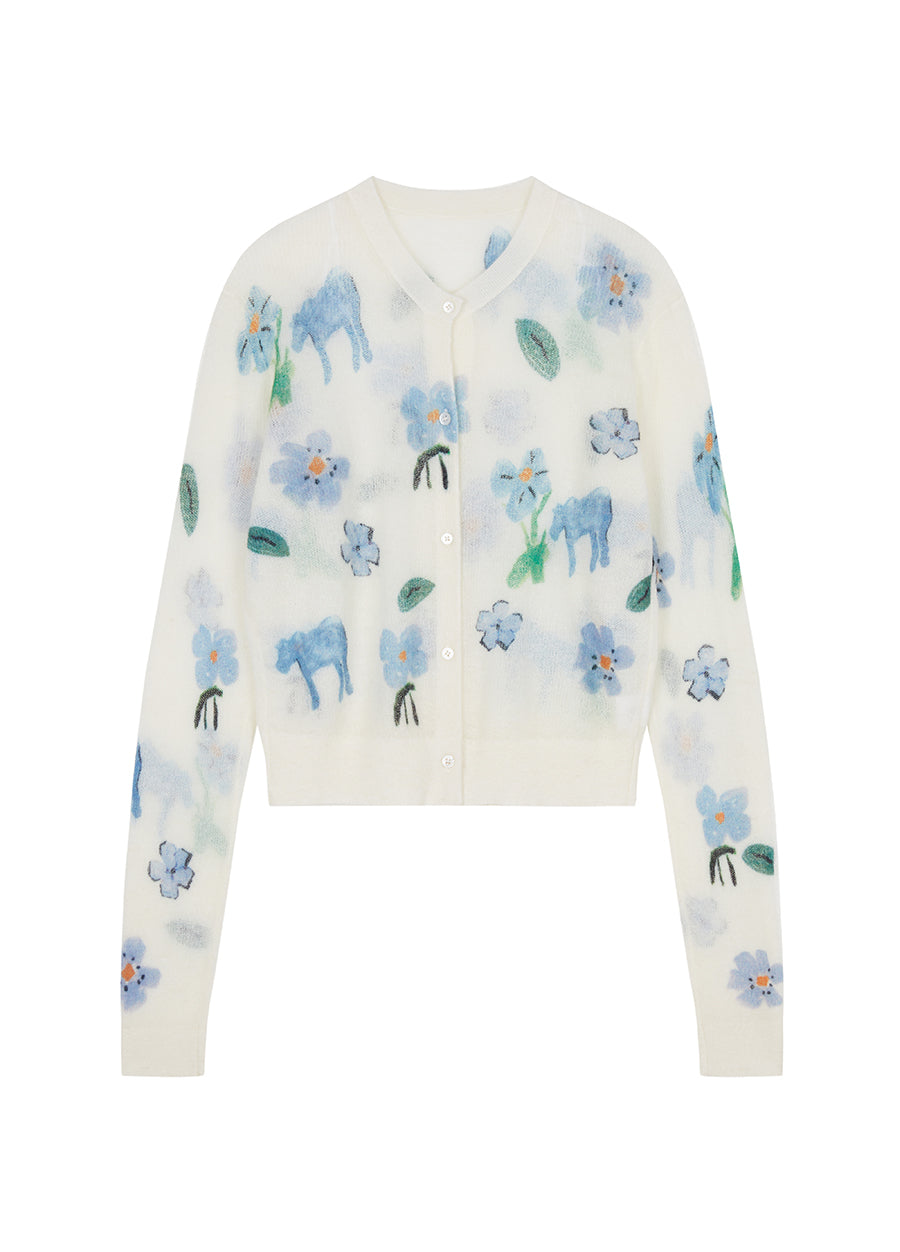 Sweater/JNBY Printed Short Cardigan Sweater