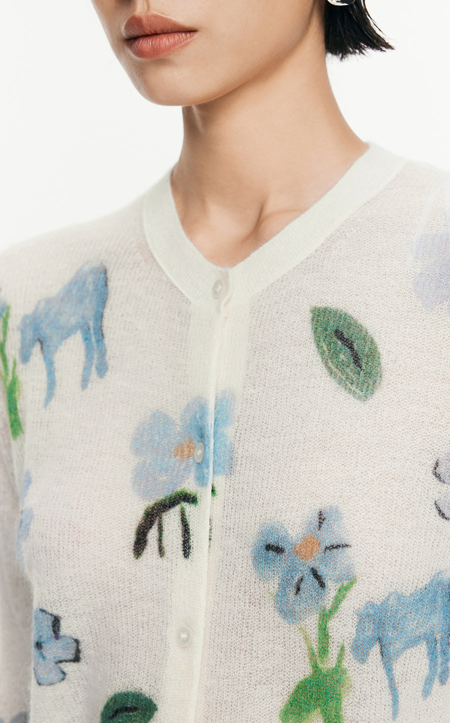 Sweater/JNBY Printed Short Cardigan Sweater