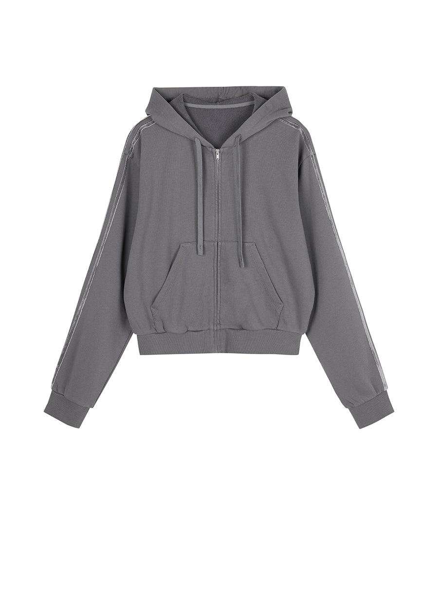 Hoodies/JNBY Loose Fitting Zipper Cardigan Hoodies