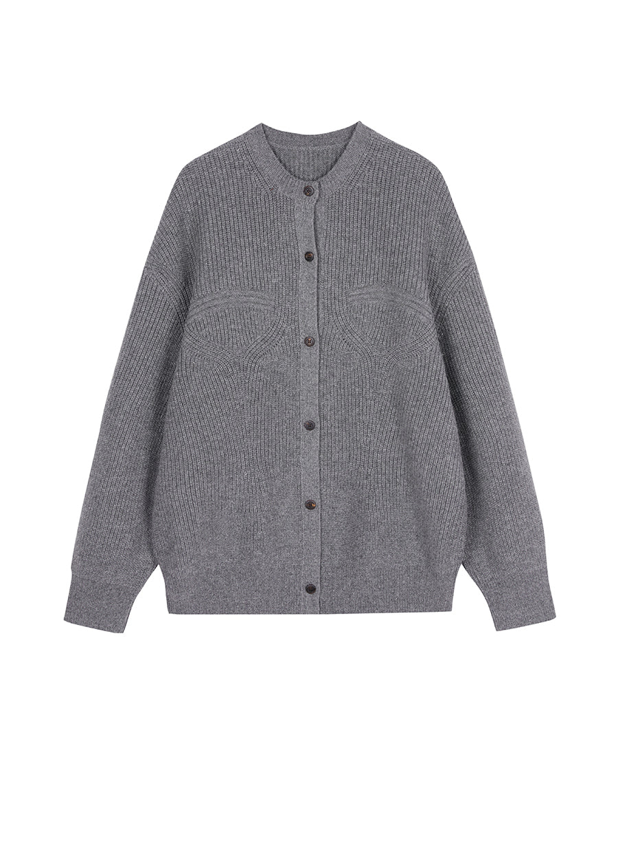 Sweater / JNBY Wool-blend Collarless Cardigan