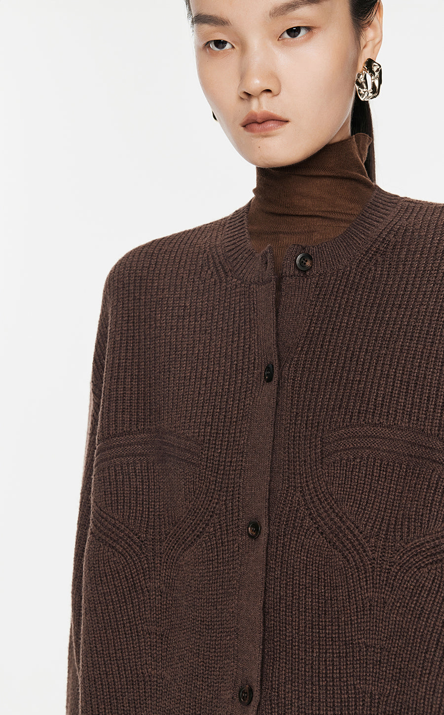 Sweater / JNBY Wool-blend Collarless Cardigan