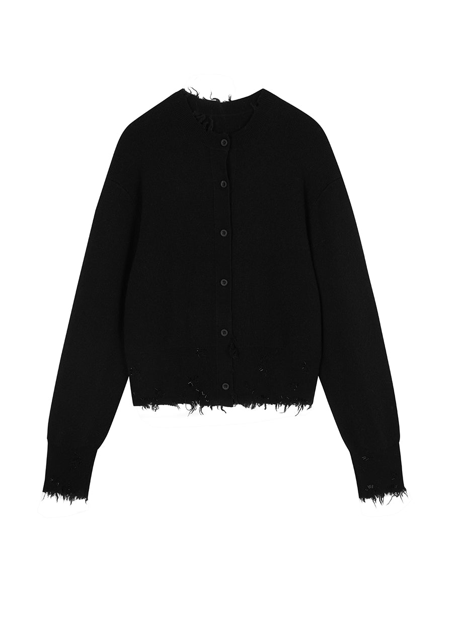 Sweater / JNBY Distressed Button-up Cardigan