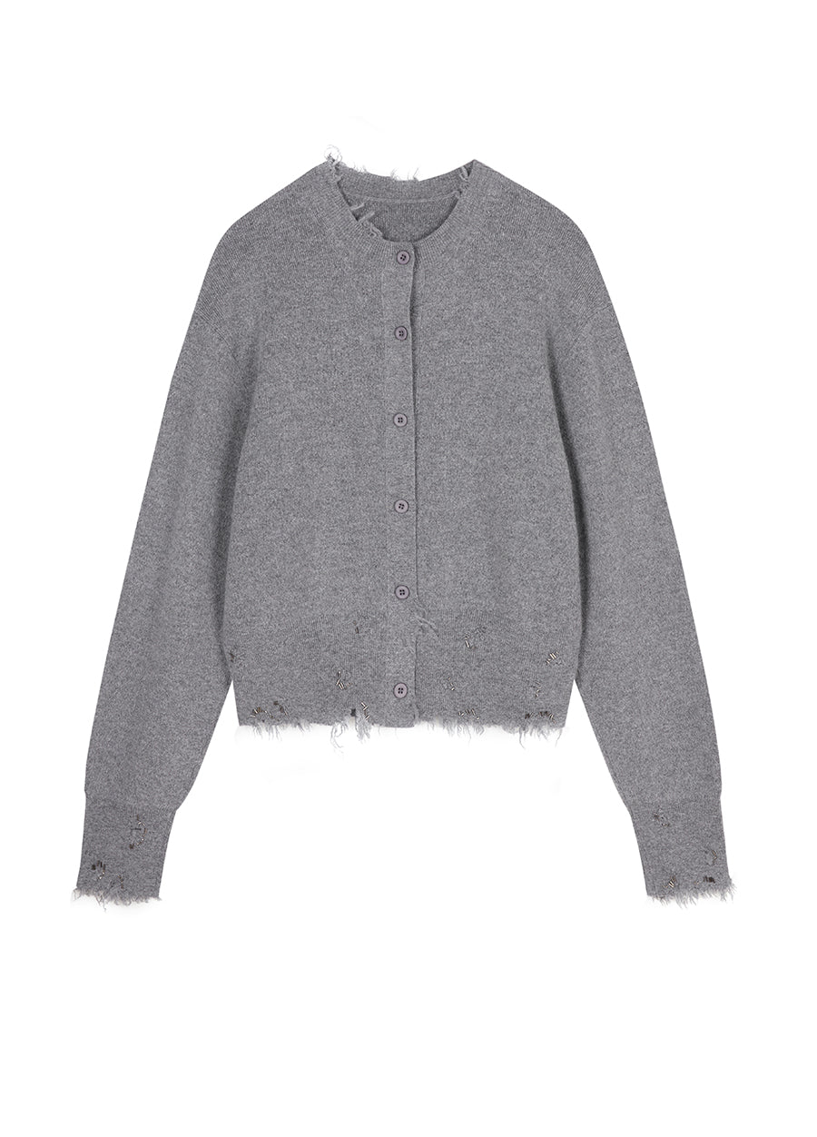 Sweater / JNBY Distressed Button-up Cardigan