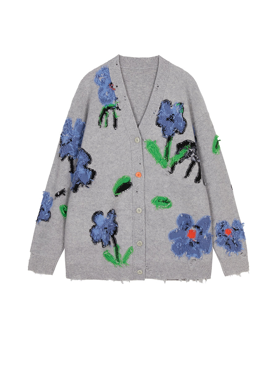 Sweater / JNBY  Floral Pattern V-neck Cardigan