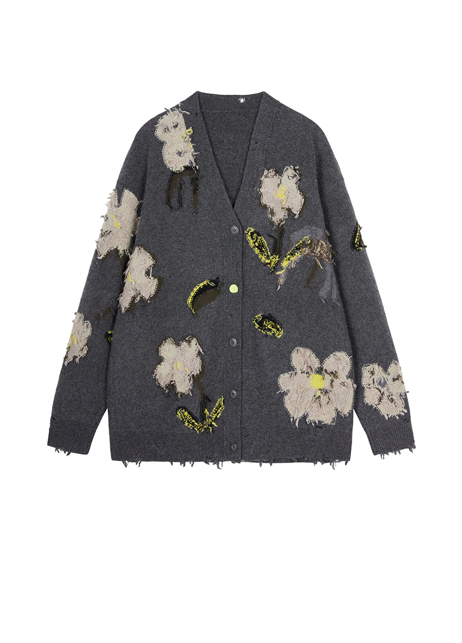 Sweater / JNBY  Floral Pattern V-neck Cardigan