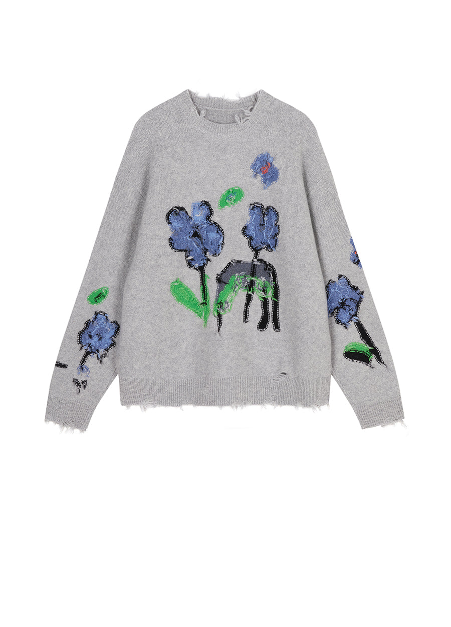 Sweater / JNBY  Floral-pattern Oversize Jumper