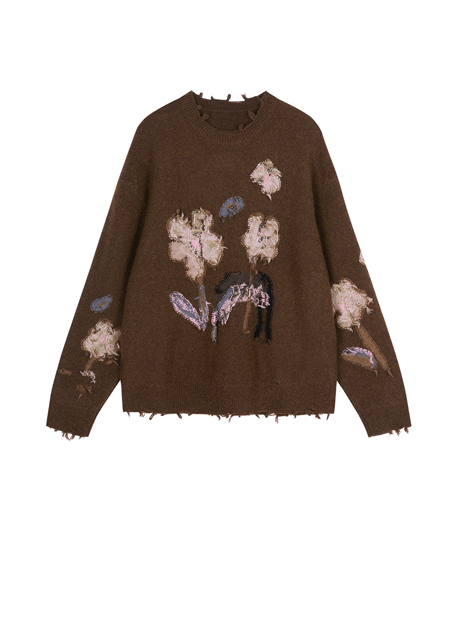 Sweater / JNBY  Floral-pattern Oversize Jumper