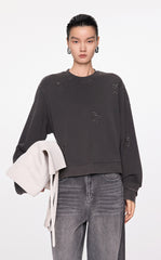 Sweatershirt / JNBY Relaxed Butterfly-embellished Crew-neck Sweatshirt