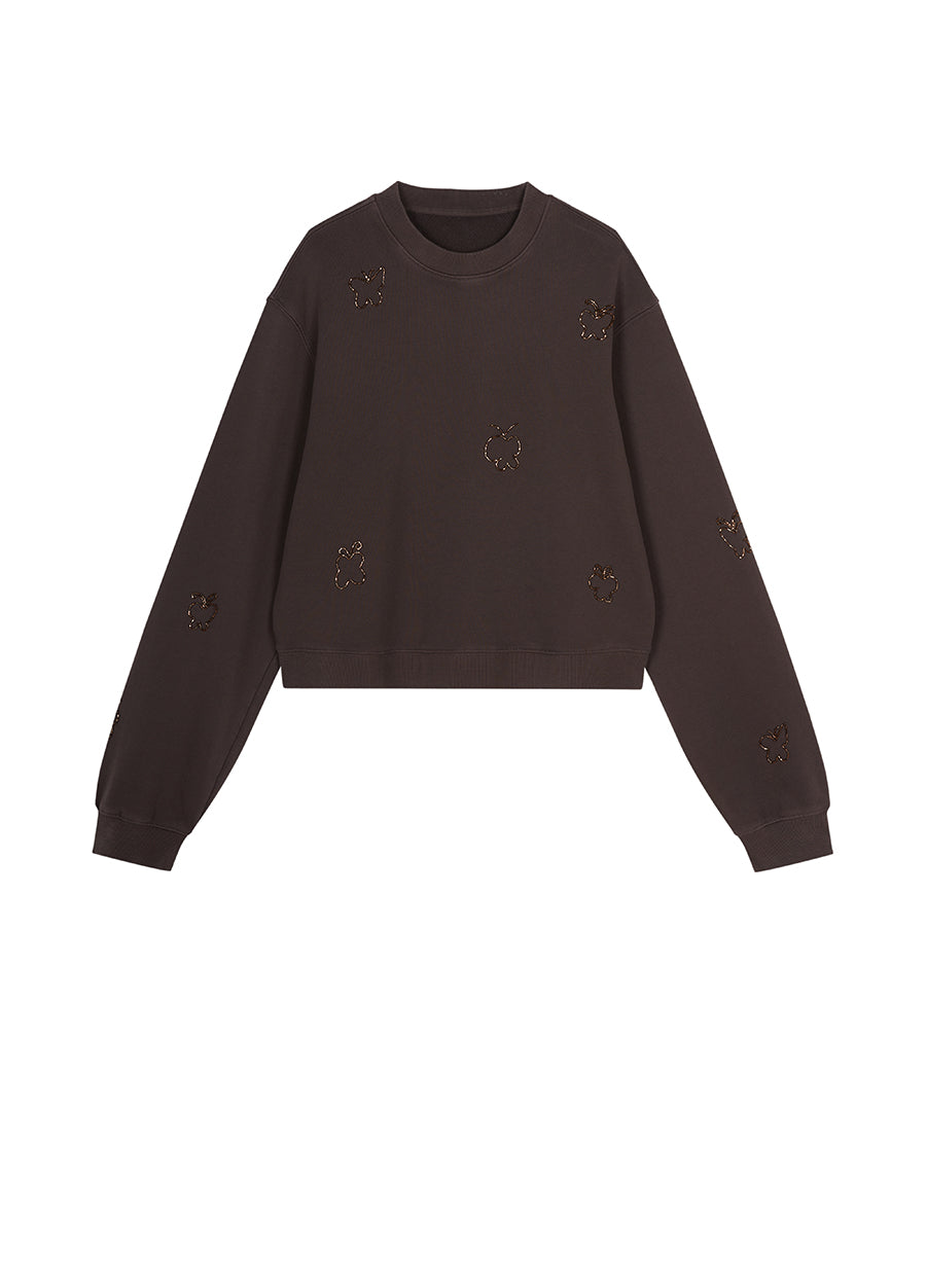 Sweatershirt / JNBY Relaxed Butterfly-embellished Crew-neck Sweatshirt