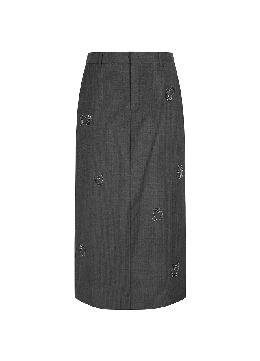 Skirt / JNBY Butterfly Pattern Straight Long Skirt