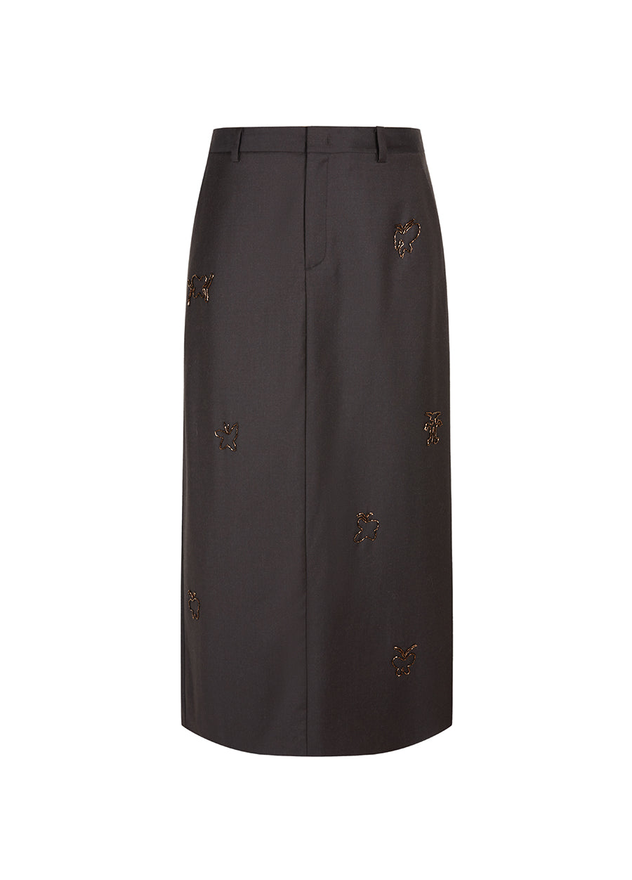 Skirt / JNBY Butterfly Pattern Straight Long Skirt