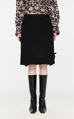 Skirt / JNBY Floral-embellished A-line Wool Skirt