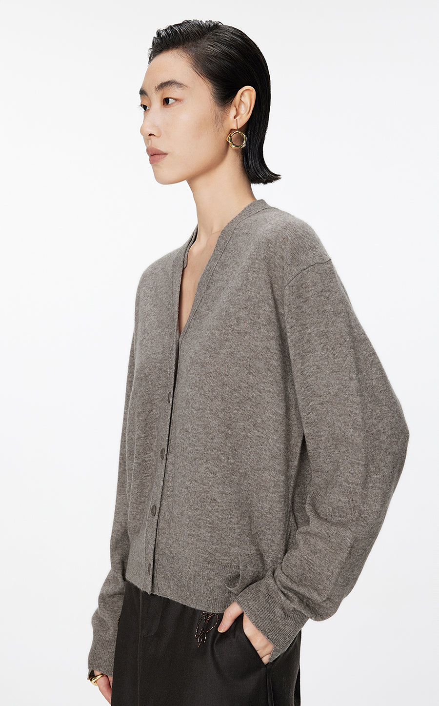 Sweater / JNBY Loose-Fit  Wool-yak hair Short Cardigan