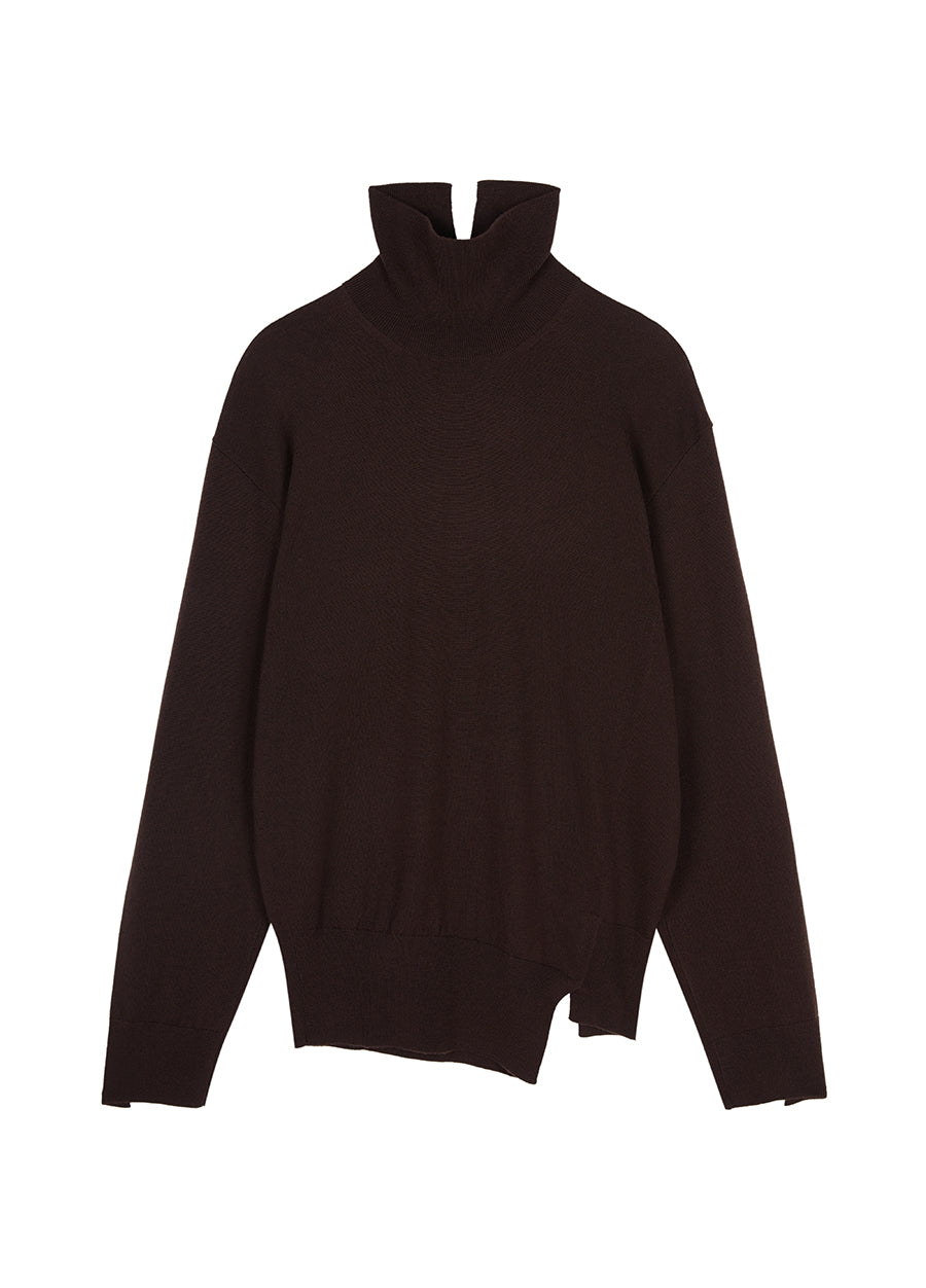 Sweater / JNBY Fine Knit High Neck Irregular Sweater