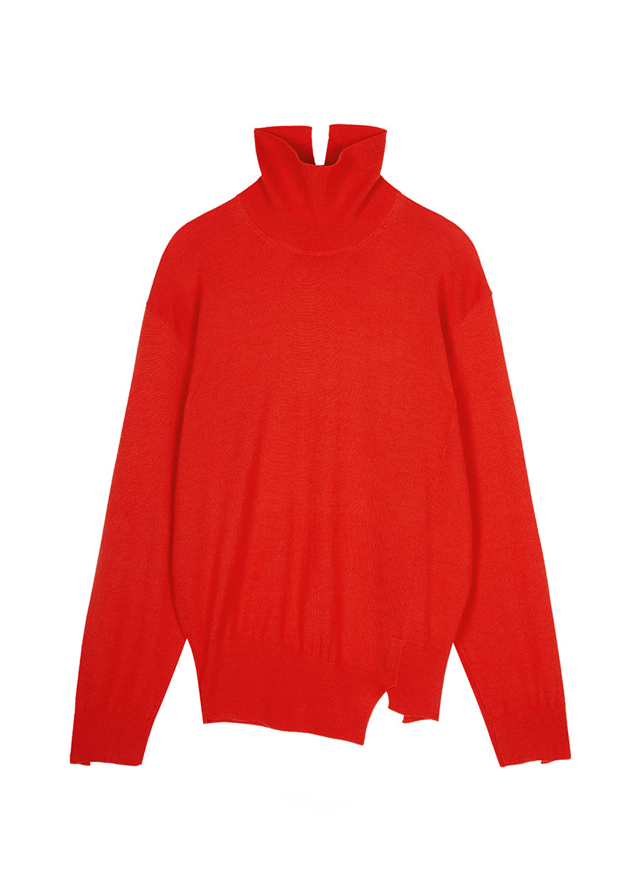 Sweater / JNBY Fine Knit High Neck Irregular Sweater