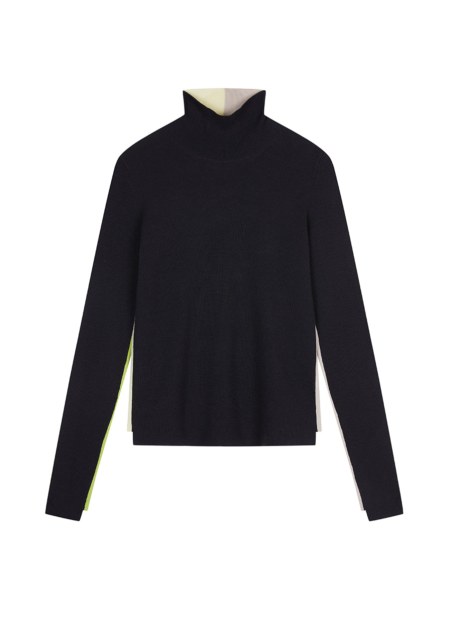 Sweater / JNBY Basolan Wool High Neck color-block Sweater