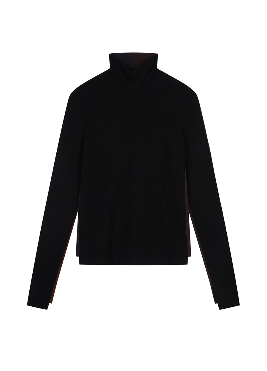 Sweater / JNBY Basolan Wool High Neck color-block Sweater