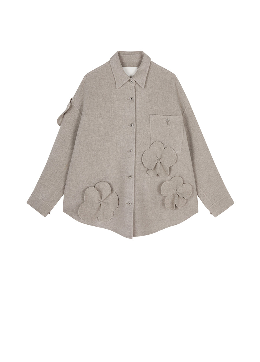 Coat / JNBY Oversize 3D-Flower Wool Coat