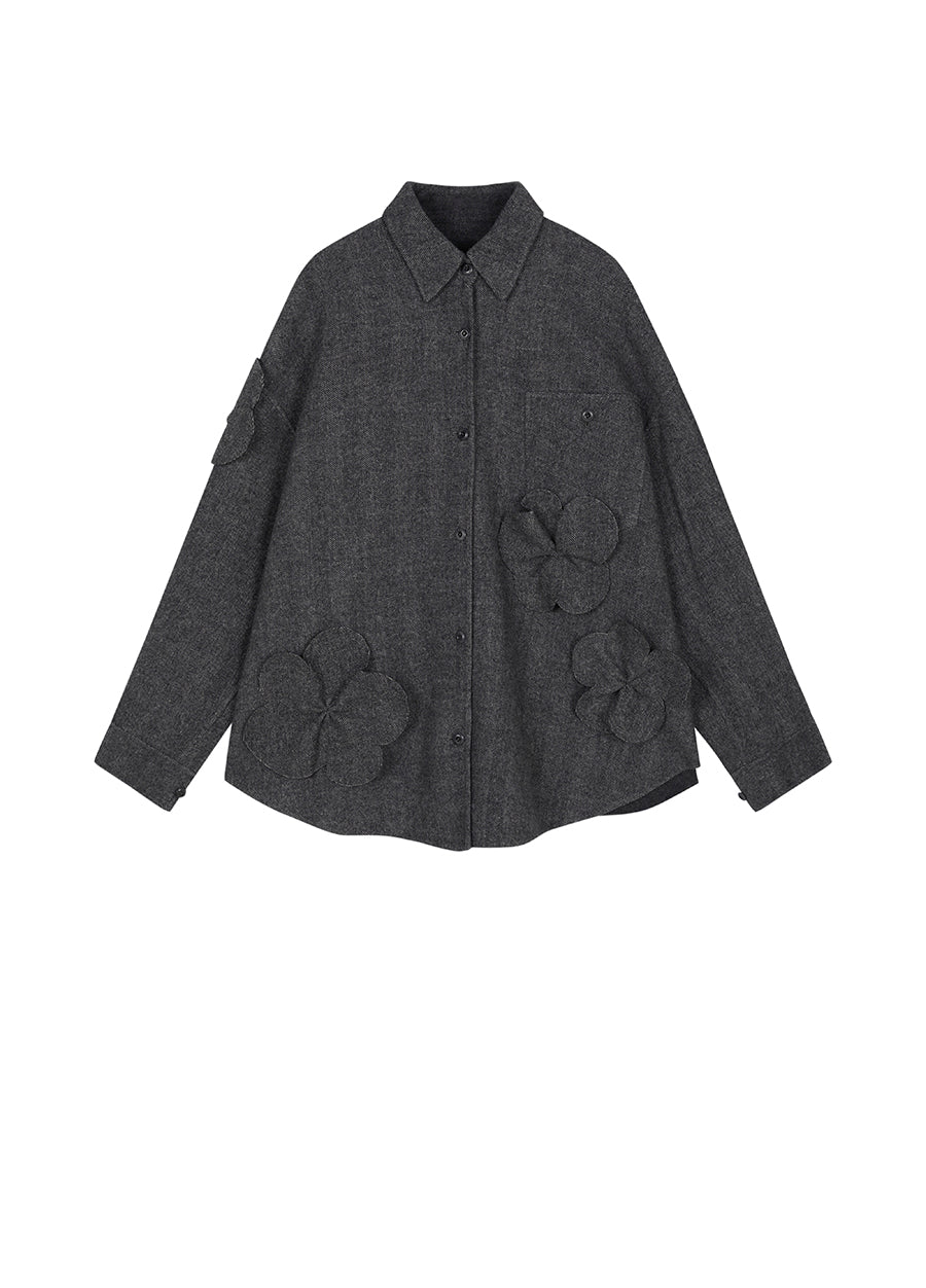 Coat / JNBY Oversize 3D-Flower Wool Coat