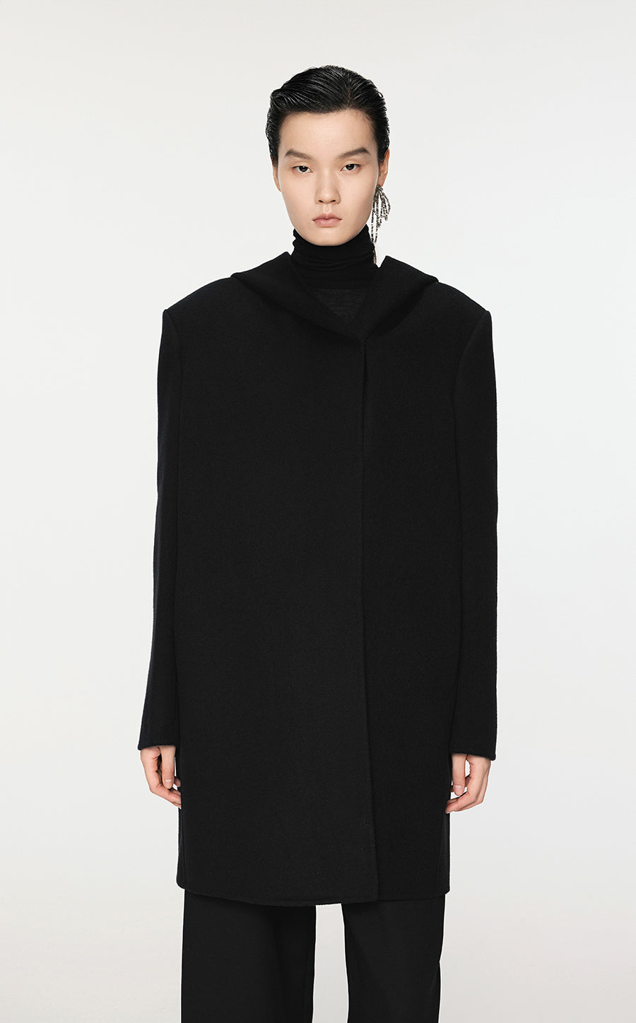 Coat / JNBY H-Shape Wool-Blend Hooded Coat