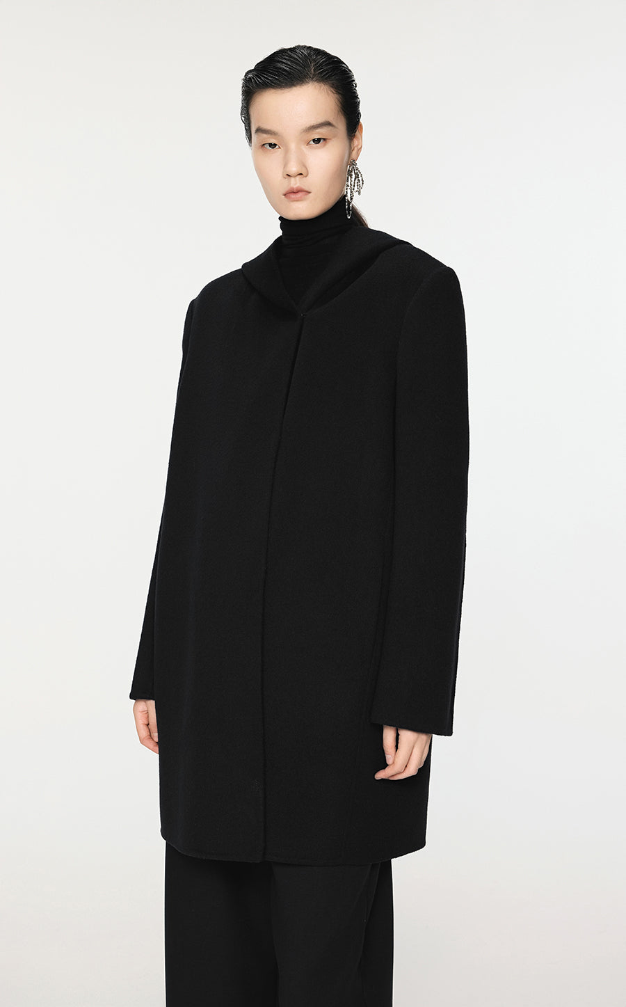 Coat / JNBY H-Shape Wool-Blend Hooded Coat