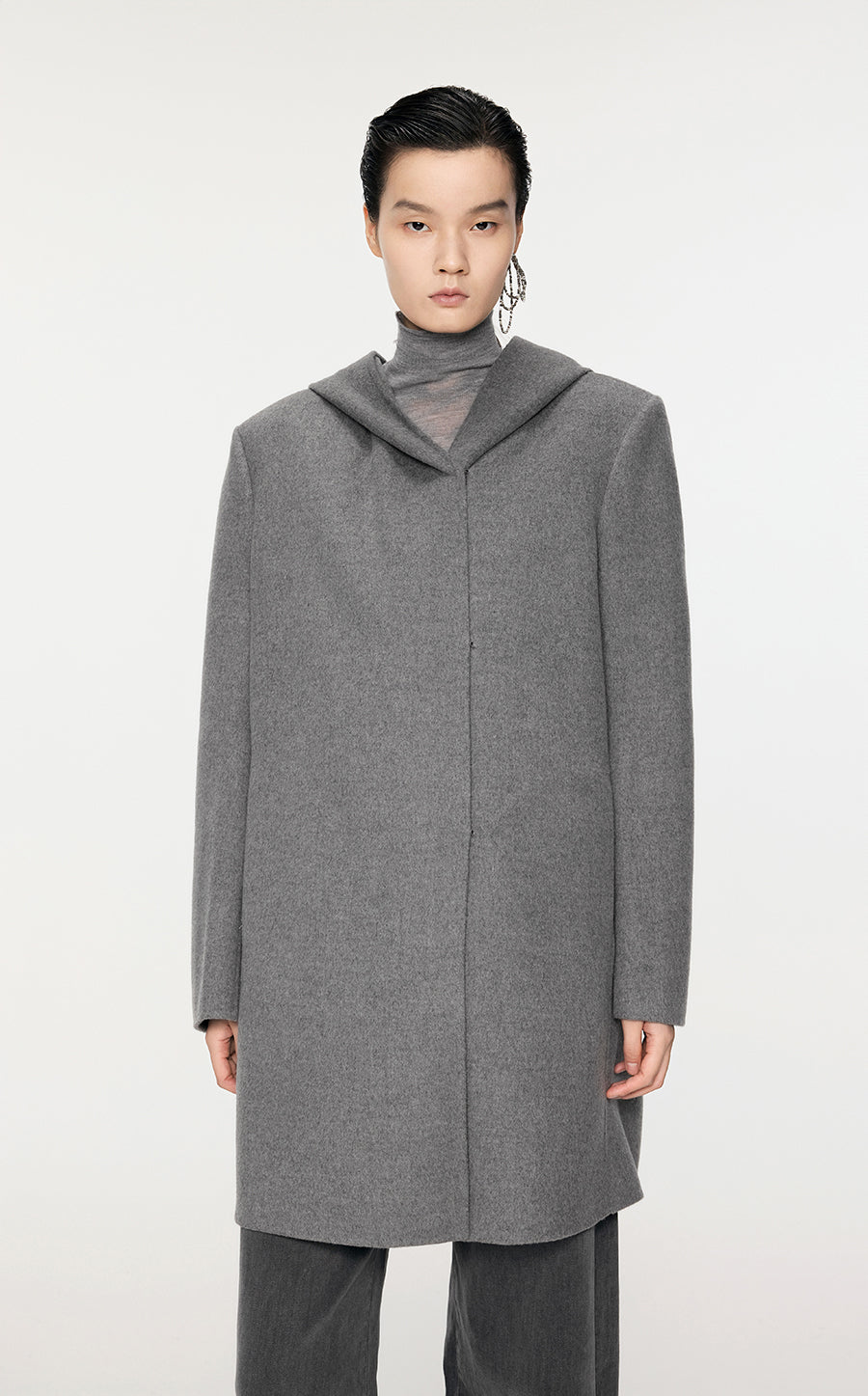 Coat / JNBY H-Shape Wool-Blend Hooded Coat