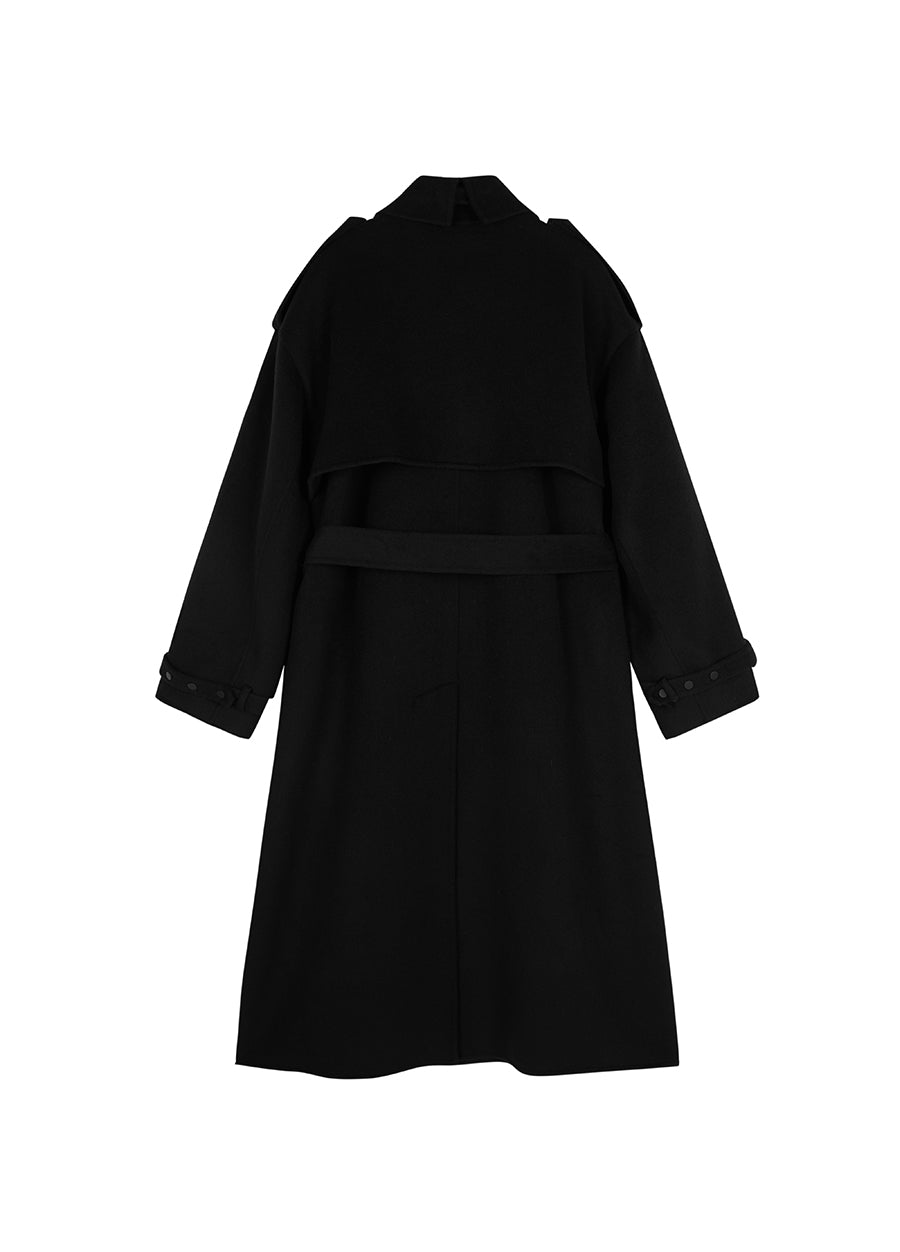 Coat / JNBY Double-Breasted Wool Trench Coat