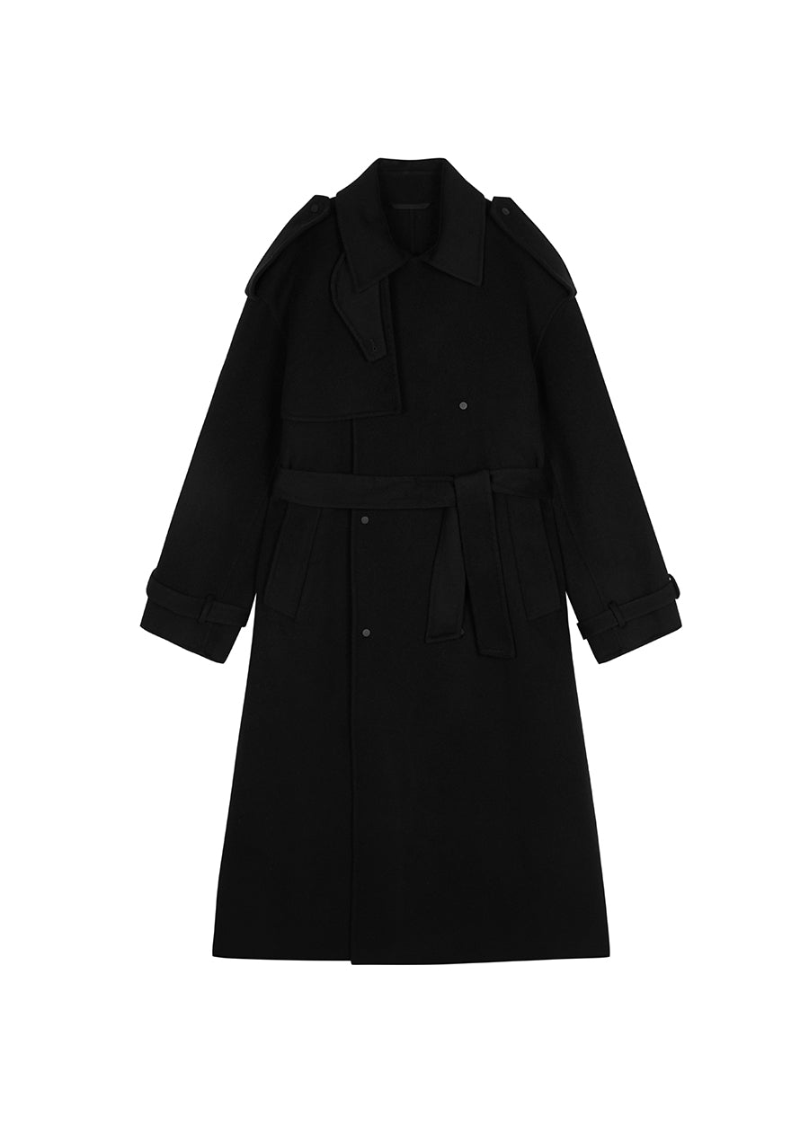 Coat / JNBY Double-Breasted Wool Trench Coat