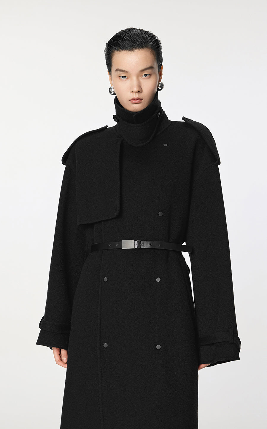 Coat / JNBY Double-Breasted Wool Trench Coat