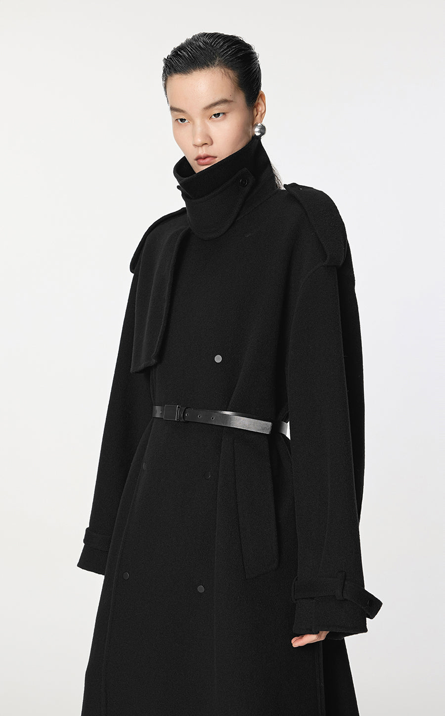 Coat / JNBY Double-Breasted Wool Trench Coat