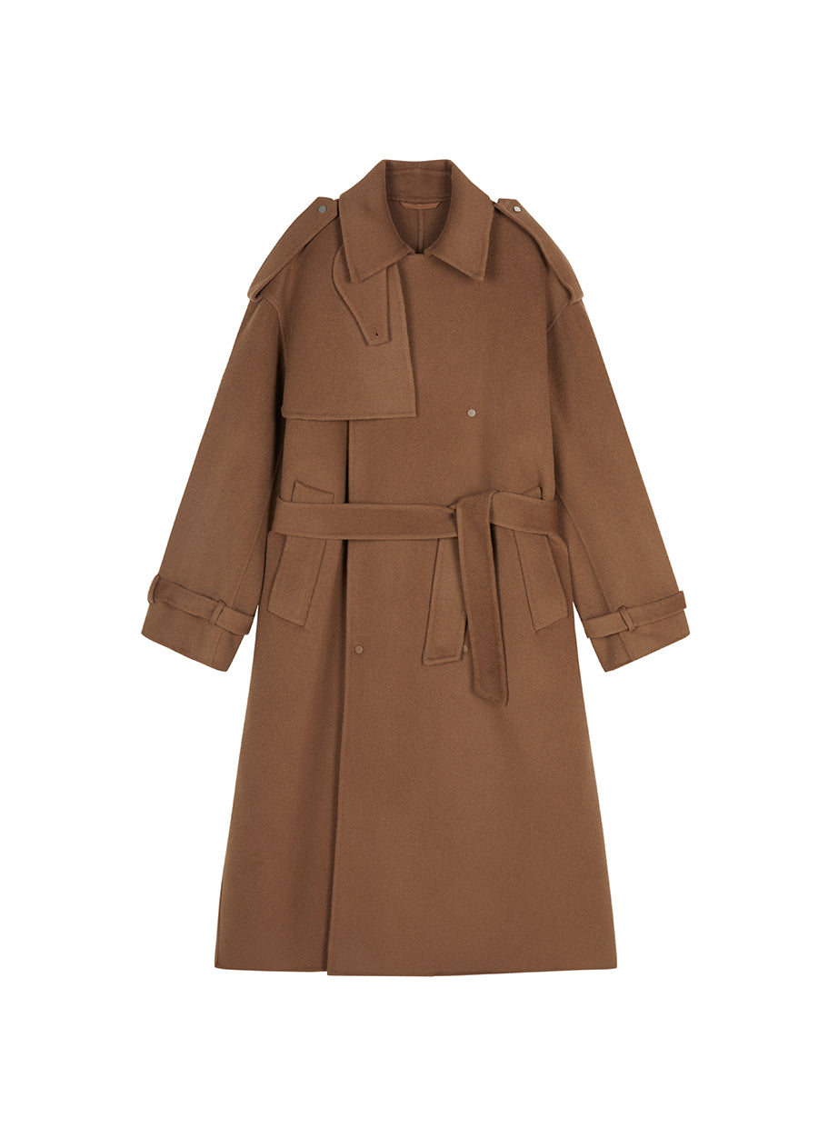 Coat / JNBY Double-Breasted Wool Trench Coat