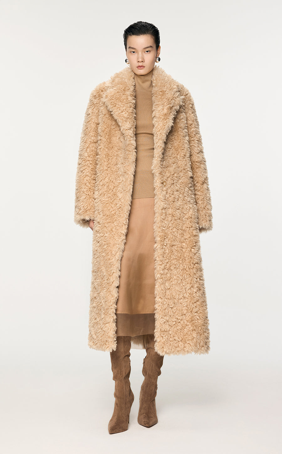 Coat / JNBY H-Line Faux Fur Long Coat