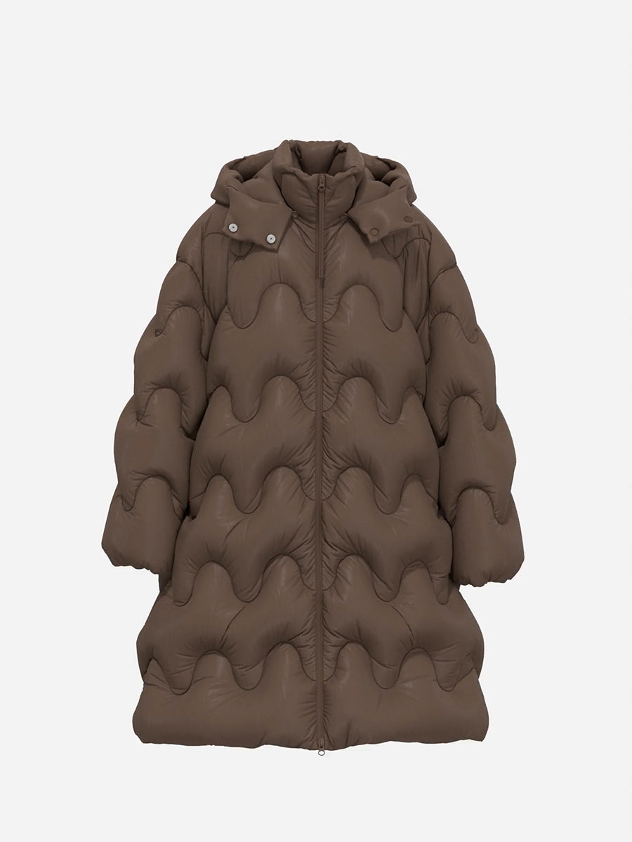 Downcoat / JNBY Oversize Wavy-Line Hooded Down Coat